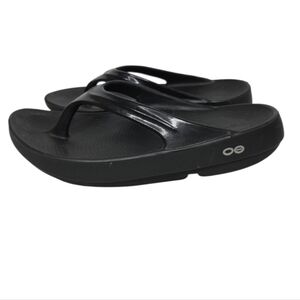 Oofos Original Black Toe Post Sandal Women's Size 6